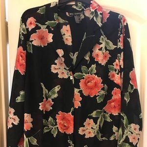 NWT Black Floral Blouse Gabrielle 18